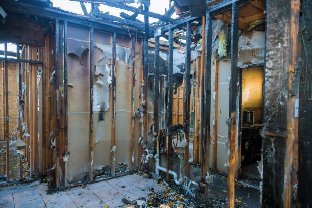 Professional Emergency Fire Damage Restoration technician working in Bloomsbury, NJ